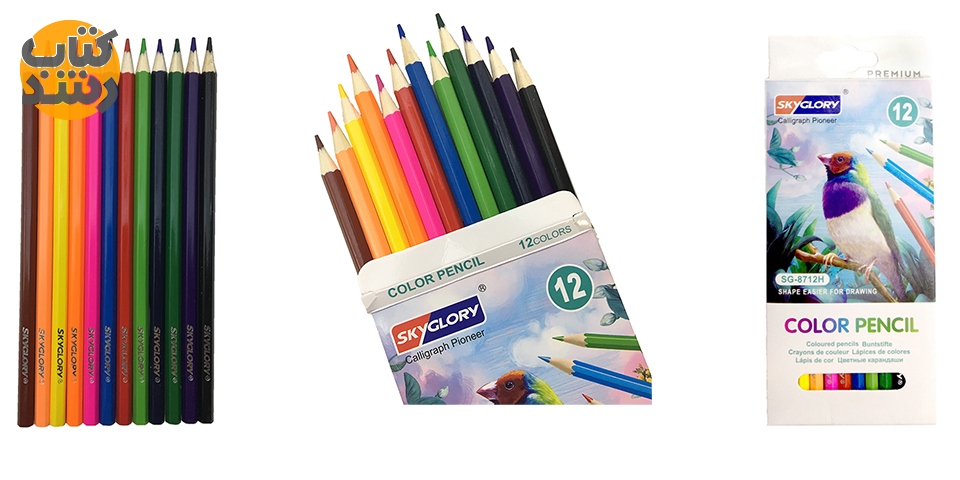 مداد رنگی 12 رنگ جعبه مقوایی اسکای گلوری SKY-GLORY