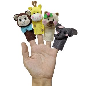 خرید عروسک های انگشتی نمدی الکا (میمون، فیل، خرس، زرافه)