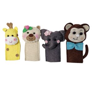 خرید عروسک های انگشتی نمدی الکا (میمون، فیل، خرس، زرافه)