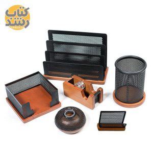 ست رومیزی 6 تکه اداری مدیر فلز و چوب W6
