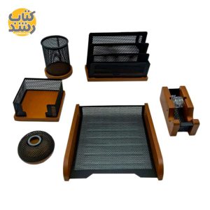 ست رومیزی 6 تکه اداری مدیر فلز وچوب W6A