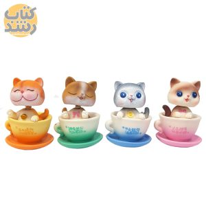 فیگور گربه کله فنری طرح فنجانی