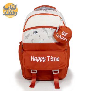 کوله پشتی برزنتی 2 زیپ همراه با آویز کیف کوچک مدل 5083